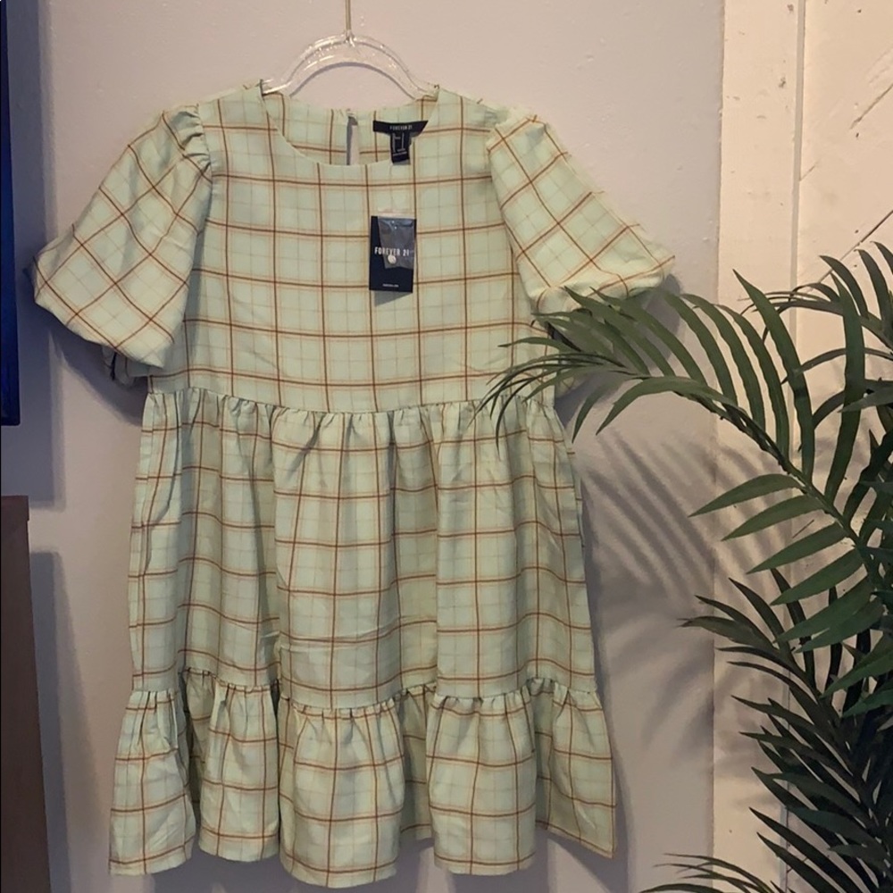 Mint green striped babydoll dress